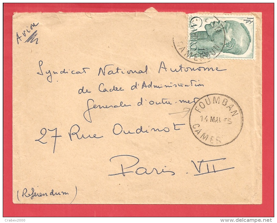 N°Y&T 292 FOUMBAN  Vers FRANCE Le  14 MAI 1955 - Covers & Documents