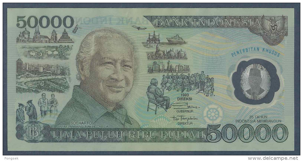 #07. INDONESIA. 50.000 RUPIAH. 1993. SOEHARTO. POLYMER W/FOLDER. UNC / NEUF. - Indonesië