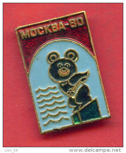 F171 / SPORT - Swimming - Natation - Schwimmsport Misha Bear 1980 Summer XXII Olympics Games Moscow - Russia Badge Pin - Zwemmen