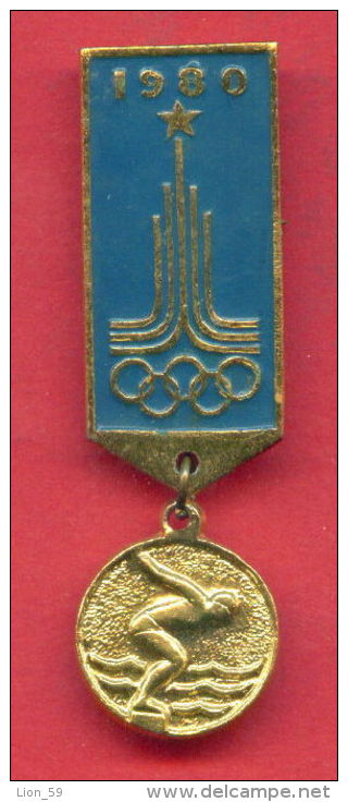 F168 / SPORT - Swimming - Natation - Schwimmsport  - 1980 Summer XXII Olympics Games Moscow - Russia - Badge Pin - Nuoto