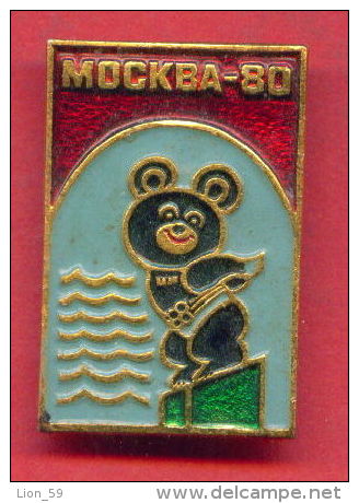 F172 / SPORT - Swimming - Natation - Schwimmsport Misha Bear 1980 Summer XXII Olympics Games Moscow - Russia Badge Pin - Nuoto