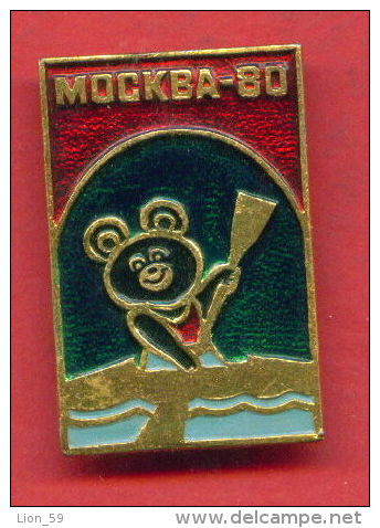 F153 / SPORT - Canoeing Canoë  Kanusport Kayak Kajak  MISHA  1980 Summer XXII Olympics Games Moscow - Russia - Badge Pin - Canoa