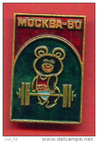 F202 / SPORT - Weightlifting - Gewichtheben - Misha Bear - 1980 Summer XXII Olympics Games Moscow - Russia - Badge Pin - Gewichtheffen