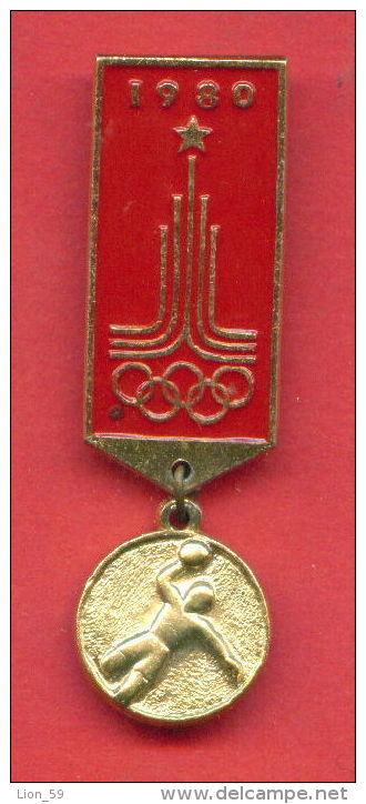 F219 / SPORT - Handball - Hand-Ball  - Balonmano  - 1980 Summer XXII Olympics Games Moscow - Russia Badge Pin - Pallamano