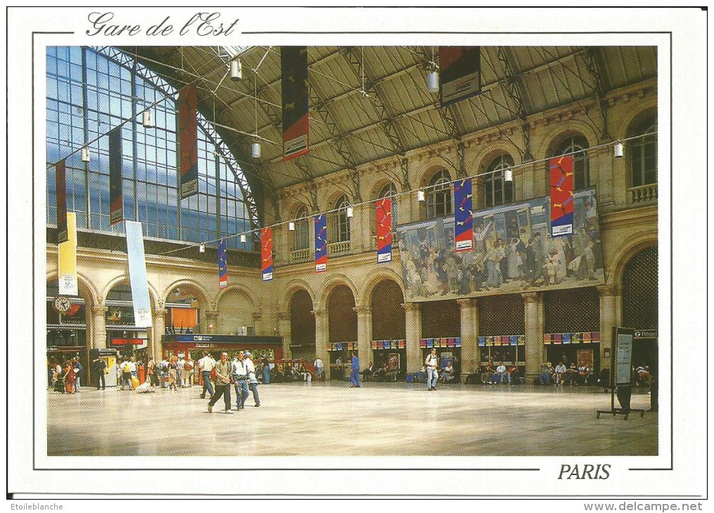 CPM Paris (75) Gare De L´Est / Hall Animé / Tableau Le Départ Des Poilus Albert Herter (1914) - Other & Unclassified