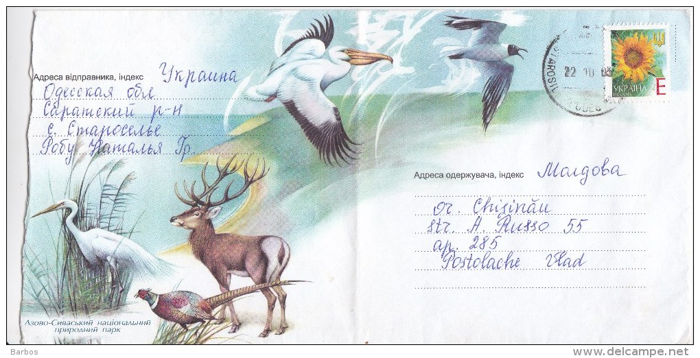 Ukraine  To Moldova  ; 2003 ; Animals ; Birds ; Used Cover - Ukraine