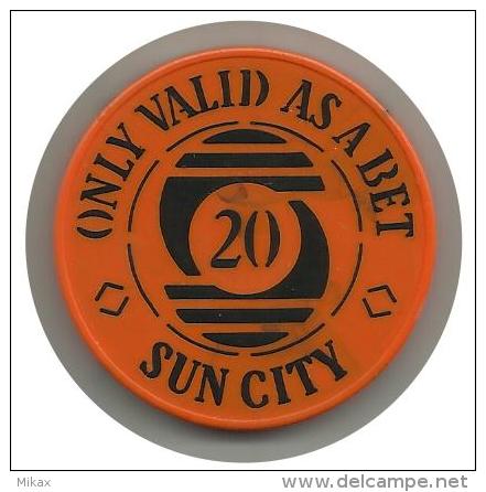 South Africa - Sun City - "Only Valid As A Bet" - R 20 Casino Chip - Used - Casino