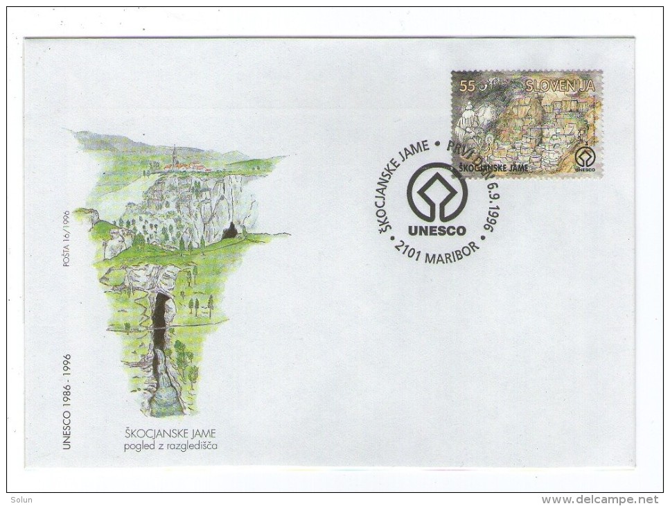 SLOVENIJA SLOVENIA FDC 1996 UNESCO SKOCJANSKE JAME SKOCJAN CAVE GROTTE - Slovenië