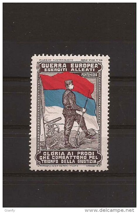 MILITARE WWI GUERRA EUROPEA ESERCITI ALLEATI MONTENEGRO 1915 MARCHE NAZIONALISTE - Erinnofilia