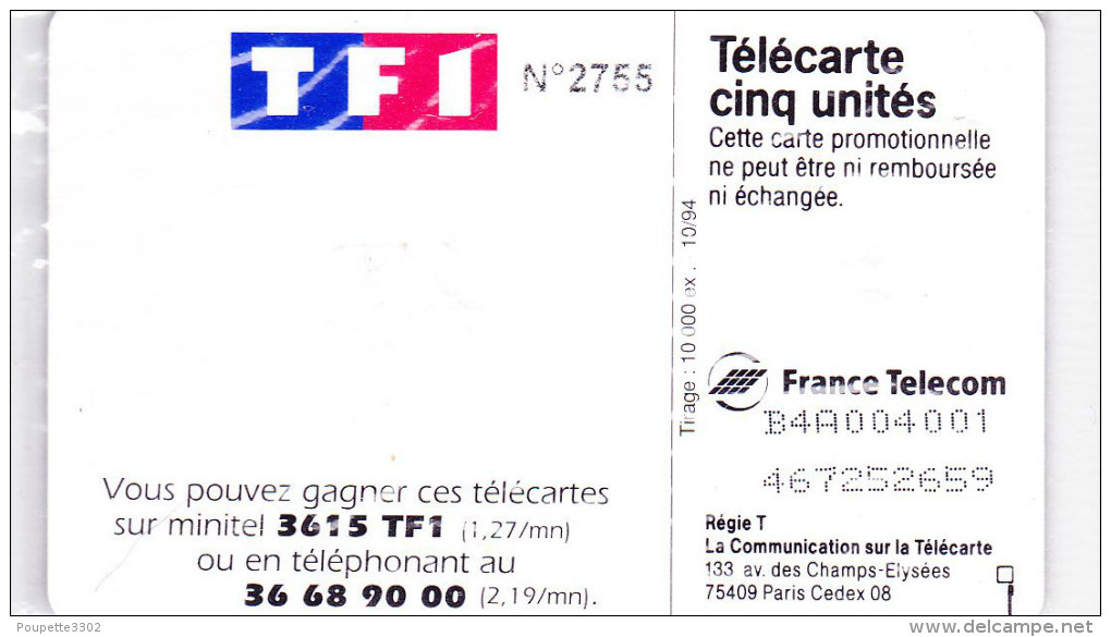 Télécarte 5 Unités - GN 179a - TF1 Neuve Numérotée - 5 Unidades