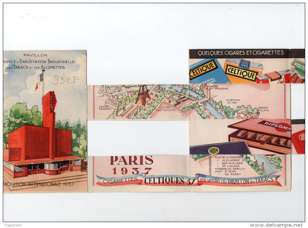 932F) EXPOSITION  1937 - PAVILLON DES TABACS  - CARTE A SYSTEME - Documenten