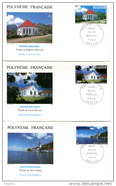 Polynésie - PJ Yvert PA 193 à 195 - Edifices Religieux - R690 - Briefe U. Dokumente