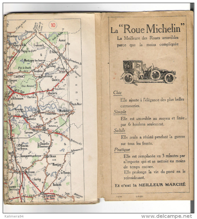 Carte Géographique Routière Et Touristique  " CARTE  MICHELIN "  N° 24 ( NEVERS-CHALONS-sur-SAÔNE ) , édition 1921 - Cartes Routières