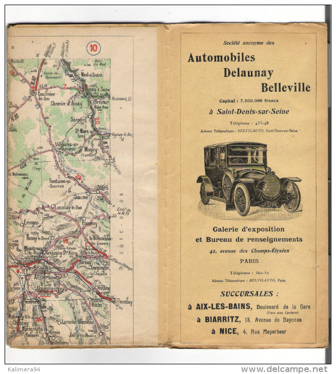 Carte Géographique Routière  " CARTE  MICHELIN "  N° 20   ( GIEN-AUXERRE ) , édition 1912  ( Pub Automobile RENAULT ) - Cartes Routières