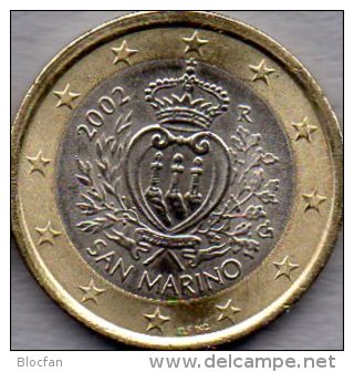 1 EURO Einführung In San Marino 2002 Stg. 25€ Kursmünze Der Staatlichen Münze Staats-Wappen 1€ Einzeln Coin Of Republik - San Marino