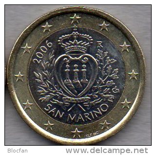 Kursmünze 1 EURO San Marino 2006 Stg. 28€ Münze Der Staatlichen Münze Mit Staats-Wappen Zu 1€ Einzeln Coin Of Republik - San Marino