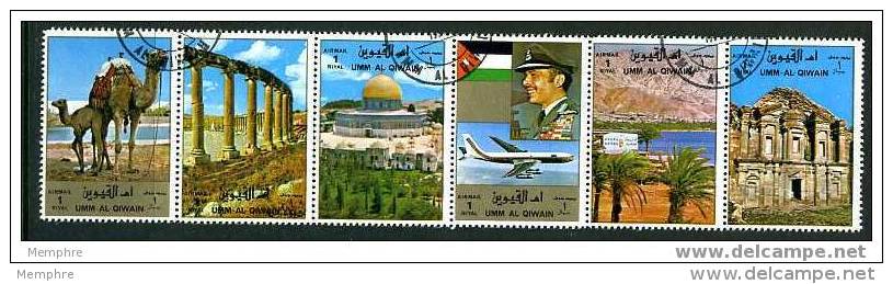 UMM AL QIWAIN Scenes Of Jordan  Strip Of 6 Used - Umm Al-Qaiwain