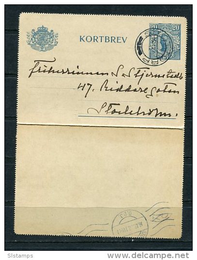 Sweden 1920 Postal Letter Card Scottorp- Stockholm - Lettres & Documents