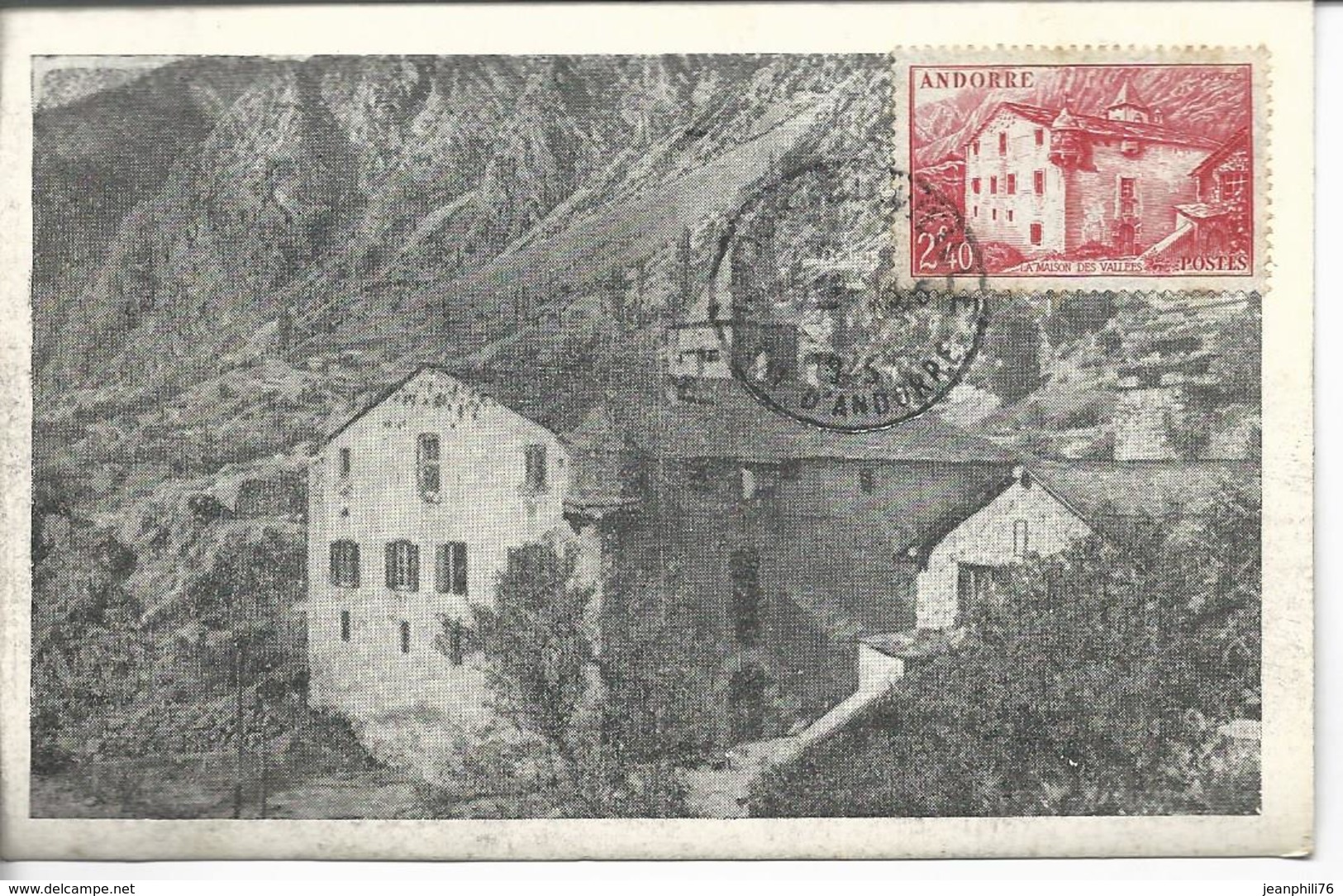 Y&T 104/dallay 106 S.s/cp Concordante Maison Des Vallées Oblitération Andorre-la-vieille 1945 - Cartas & Documentos