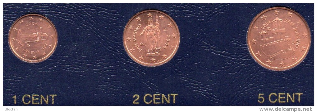 Kleinmünzen-Set EURO Year 2006 San Marino 2002-2013 Stg 6€ Prägeanstalt Guaita Münzen-Satz With 1,2,5C. Coin Of Republik - San Marino