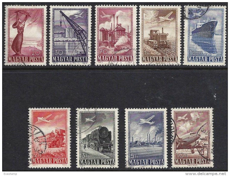 HUNGARY-1950.- Airmail (Ship,Airplane,Train) Cpl.Set III.  USED!! Mi:1120-1128. - Oblitérés