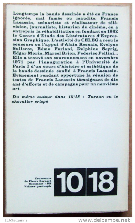 EO 1971 Editions 10/18 > Francis Lacassin : POUR UN 9e ART, LA BANDE DESSINEE - Autres & Non Classés