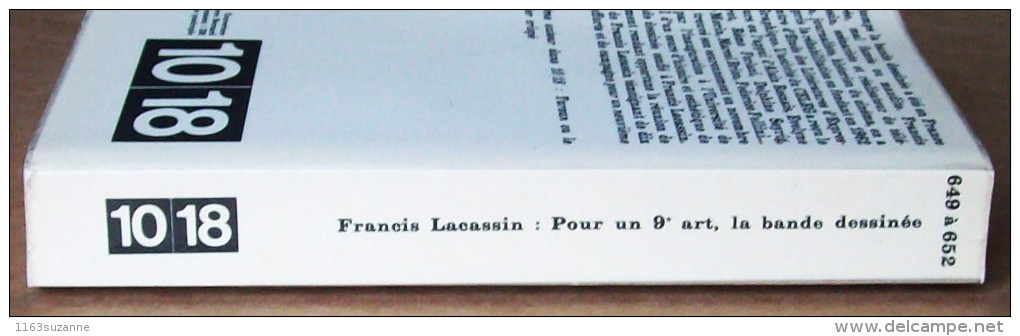 EO 1971 Editions 10/18 > Francis Lacassin : POUR UN 9e ART, LA BANDE DESSINEE - Autres & Non Classés