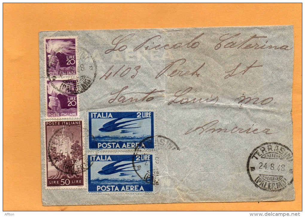 Italy 1948 Cover Mailed To USA - 1946-60: Poststempel