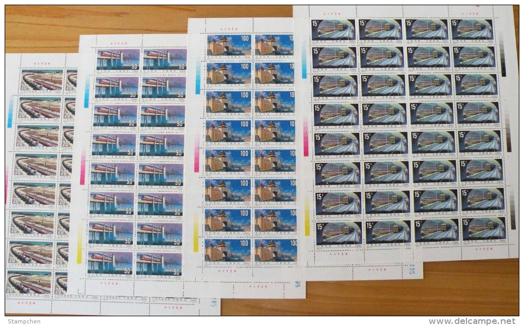 China 1996-22 Railway Construction Stamps Sheets Train Bridge - Blocks & Sheetlets