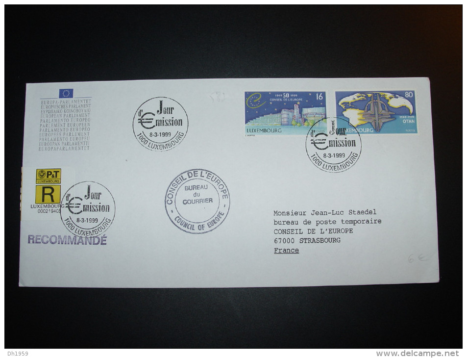 LUXEMBOURG 1949-1999 50 ANS CONSEIL EUROPE FDC COUNCIL OF EUROPE - Lettres & Documents