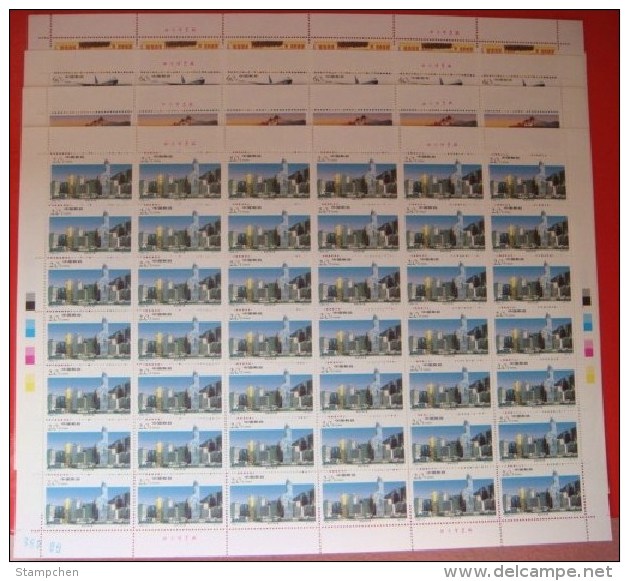 China 1996-31 Hong Kong Construction Stamps Sheets Plane Stock Truck Bank - Blocks & Sheetlets