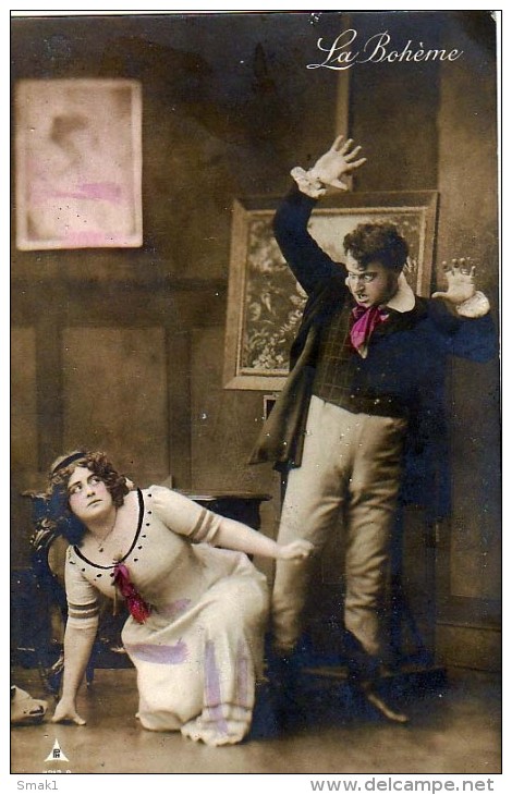 AK OPER " LA BOHEME "  OPERA SINGER OLD POSTCARD FOTOGRAFIE  PAPIER " RADIU.BROM " - Opéra