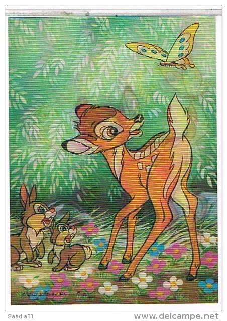 WALT  DISNEY     BAMBI + PAM  PAM    CARTE  STEREOSCOPIQUE     TBE   1J830 - Disneyworld