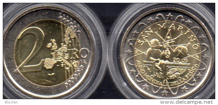 2 EURO San Marino 2005 Stg. 200€ Sonderedition Jahr Der Physik Astronomie Fernrohr Kepler Auf 2€ Stempelglanz Coin Of SM - San Marino