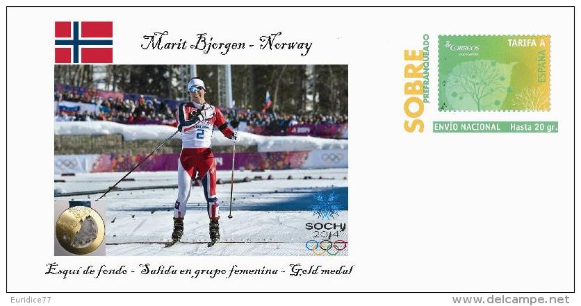 Spain 2014 - XXII Olimpics Winter Games Sochi 2014 Gold Medals Special Prepaid Cover - Marit Bjørgen - Winter 2014: Sochi