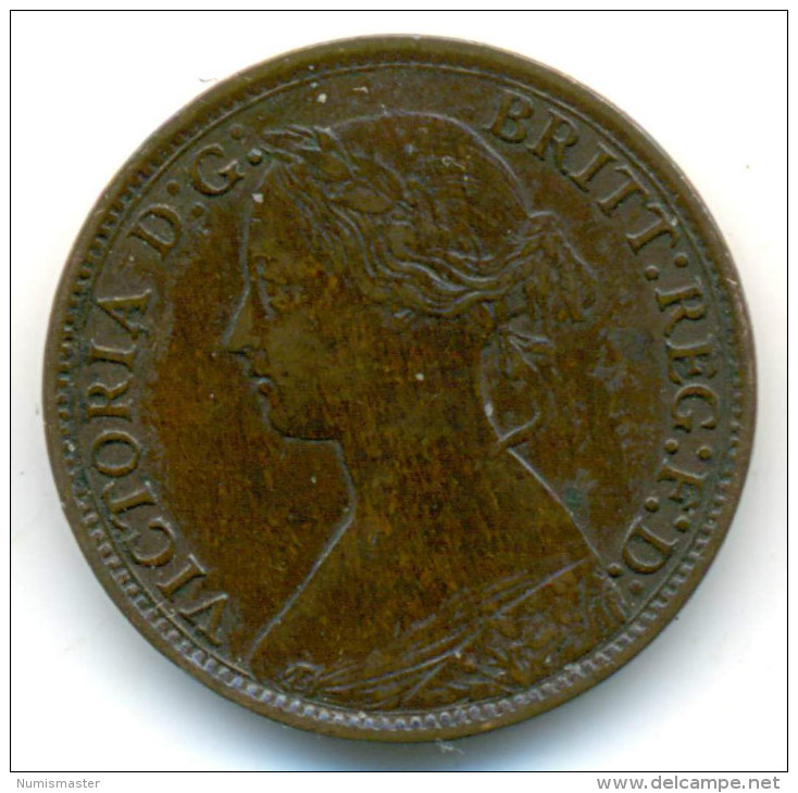 GREAT BRITAIN , FARTHING 1868 , UNCLEANED COIN - B. 1 Farthing