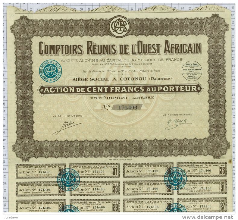 Comptoirs Réunis De L'Ouest Africain à Cotonou, Dahomey - Africa