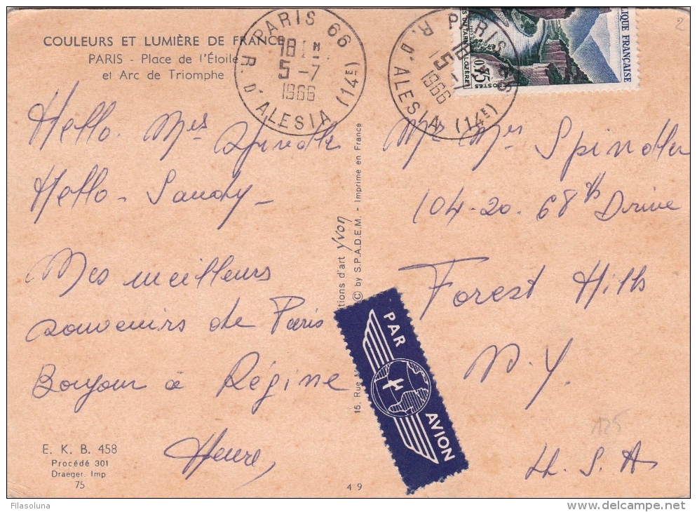 01679 Postal De Paris 1966 - 1960-.... Cartas & Documentos