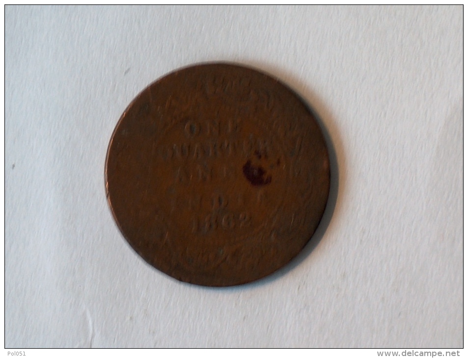 EAST INDIA COMPANY ONE QUARTER ANNA 1862 - Colonies