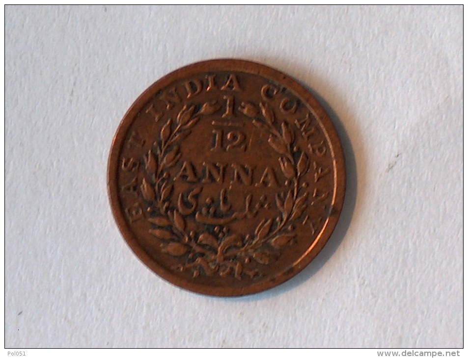 EAST INDIA COMPANY 1/12 ANNA 1835 - Colonies