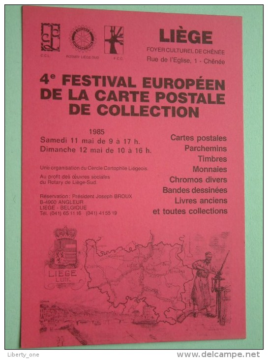 4e Festival Européen De La Carte Postale De Collection ( Broux CCL ) / Anno 1985 N° 012 ( Zie Foto Voor Details ) !! - Bourses & Salons De Collections
