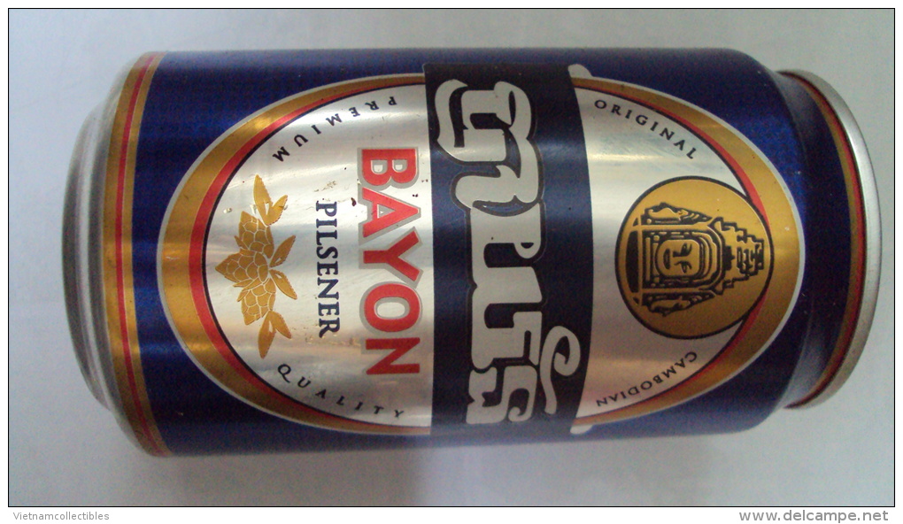 Cambodia Cambodge 330ml Empty Beer Can With Brand Of Bayon / Opened By 2 Holes At Bottom - Cannettes