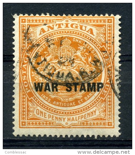 ANTIGUA   1918    1 1/2d  Orange    WAR STAMP  In  Black    USED - Antigua And Barbuda (1981-...)