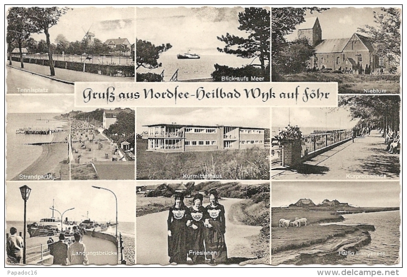 D - SH - Gruss Aus Nordsee-Heilbad Wyk Auf Föhr - Mehrbildkarte : Nieblum, Kurmittelhaus, Friesinnen, Hallig Langenese - Föhr