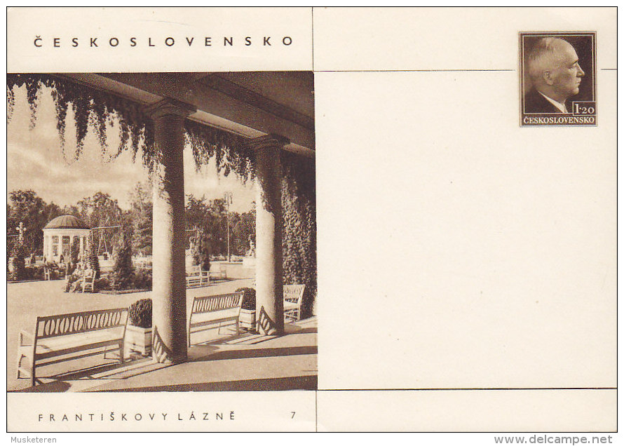 Czechoslovakia Postal Stationery Ganzsache Entier 1.20 (Kc) Präsident Benes Frantiskovy Lazne No. 7 Unused - Cartes Postales