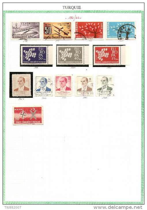 TURQUIE.   1961 / 62  .Collection Sur 1 Page D´album.  Europa - Nuovi