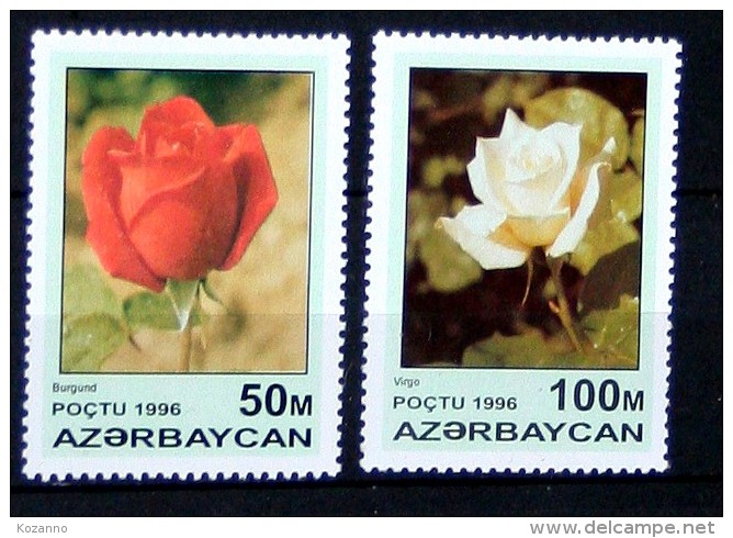 2 Timbres** Neuf  //  2 Good Stamps Very Fine MNH! Azerbaidjan Azerbaycan - Fleur Rose - 1996 - Azerbaïdjan