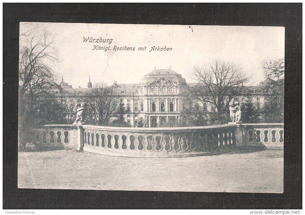 Würzburg  2x Bayern Grun Green BRIEFMARKEN Stamps On AK Würzburg Königl Residenz Mit ARKEDEN  POSTAL HISTORY POSTMARK - Briefe U. Dokumente