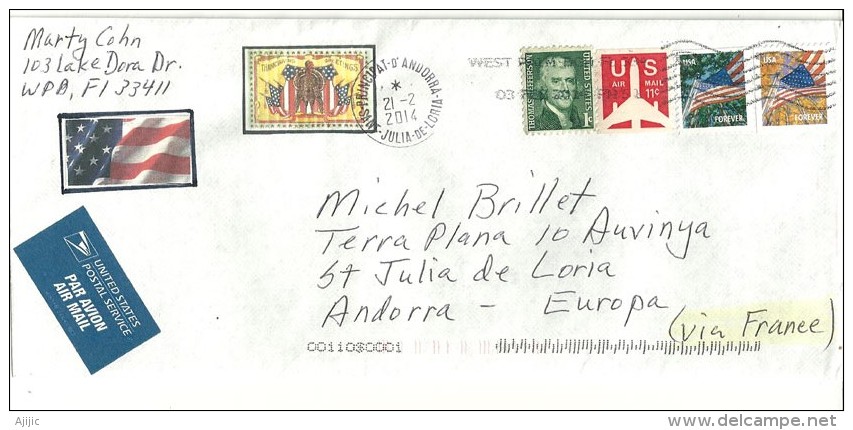 Belle Lettre Adressée En Andorre, Avec Timbre à Date Arrivée Andorre, Au Recto De L'enveloppe. - Covers & Documents