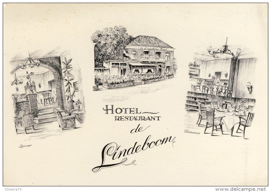 LINDEBOOM - Hotel Restaurant - 2 Scans  (VINTAGE POSTCARD) - Tilburg